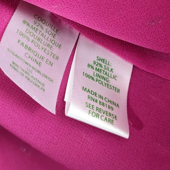 NEW Lilly Pulitzer AARON SILK TOP IN BORDEAUX BERRY RAINBOW METALLIC CLIP - Picture 6 of 7